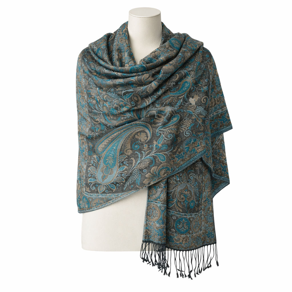 Metallic Finish Black Kani Scarf